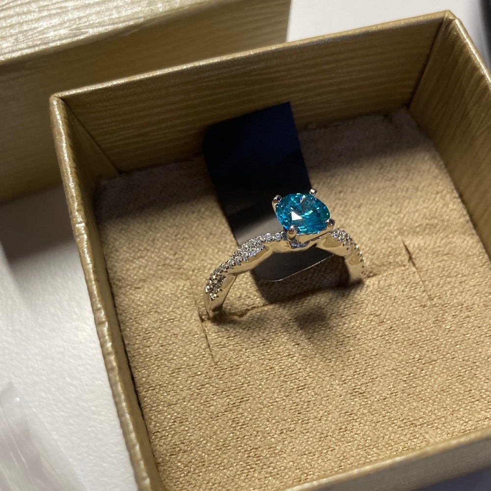 NWT size 7 JTV sterling silver blue gem ring - Picture 3 of 8